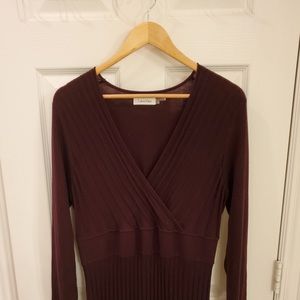 Burgundy Calvin Klein Long Sleeve Dress